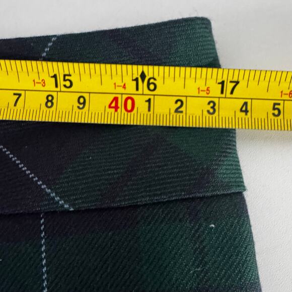 Pendelton Tartan Short Green Navy Women’s Ruffle Skirt Size 12 100% Wool - Picture 6 of 7